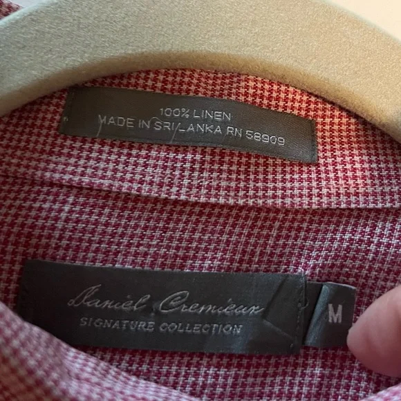 Linen Daniel Cremieux Red White Button-Down Shirt | Classic Fit M - Picture 2 of 4